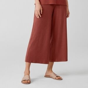 Eileen Fisher Terracotta Textured Wide Cropped Pants M